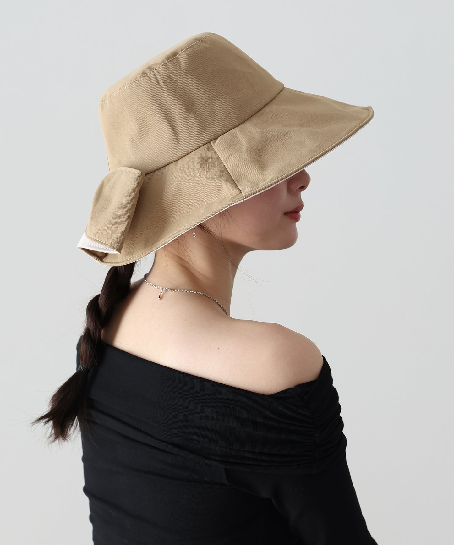 【早割5％OFF】バイカラーバックリボンハット【ネコポス】