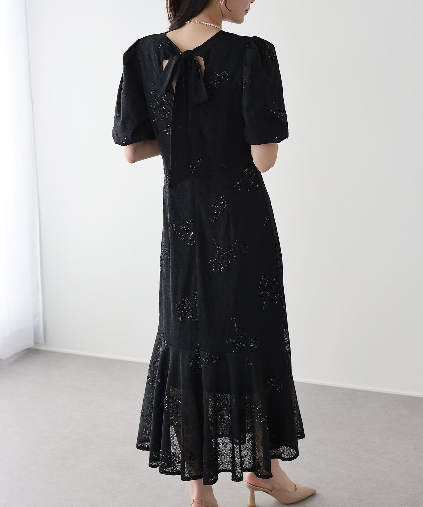 バックリボンマーメイドドレス