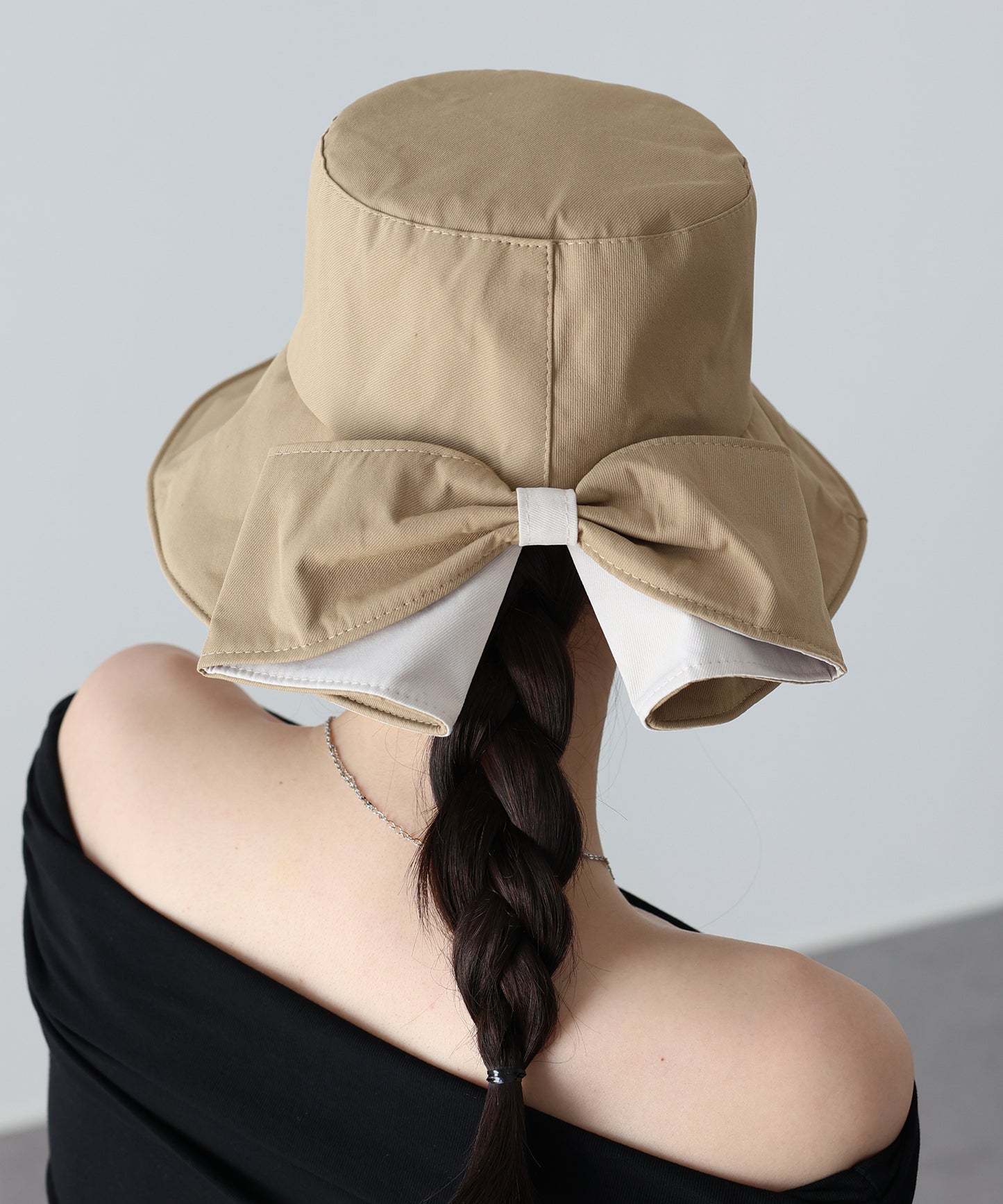 【早割5％OFF】バイカラーバックリボンハット【ネコポス】