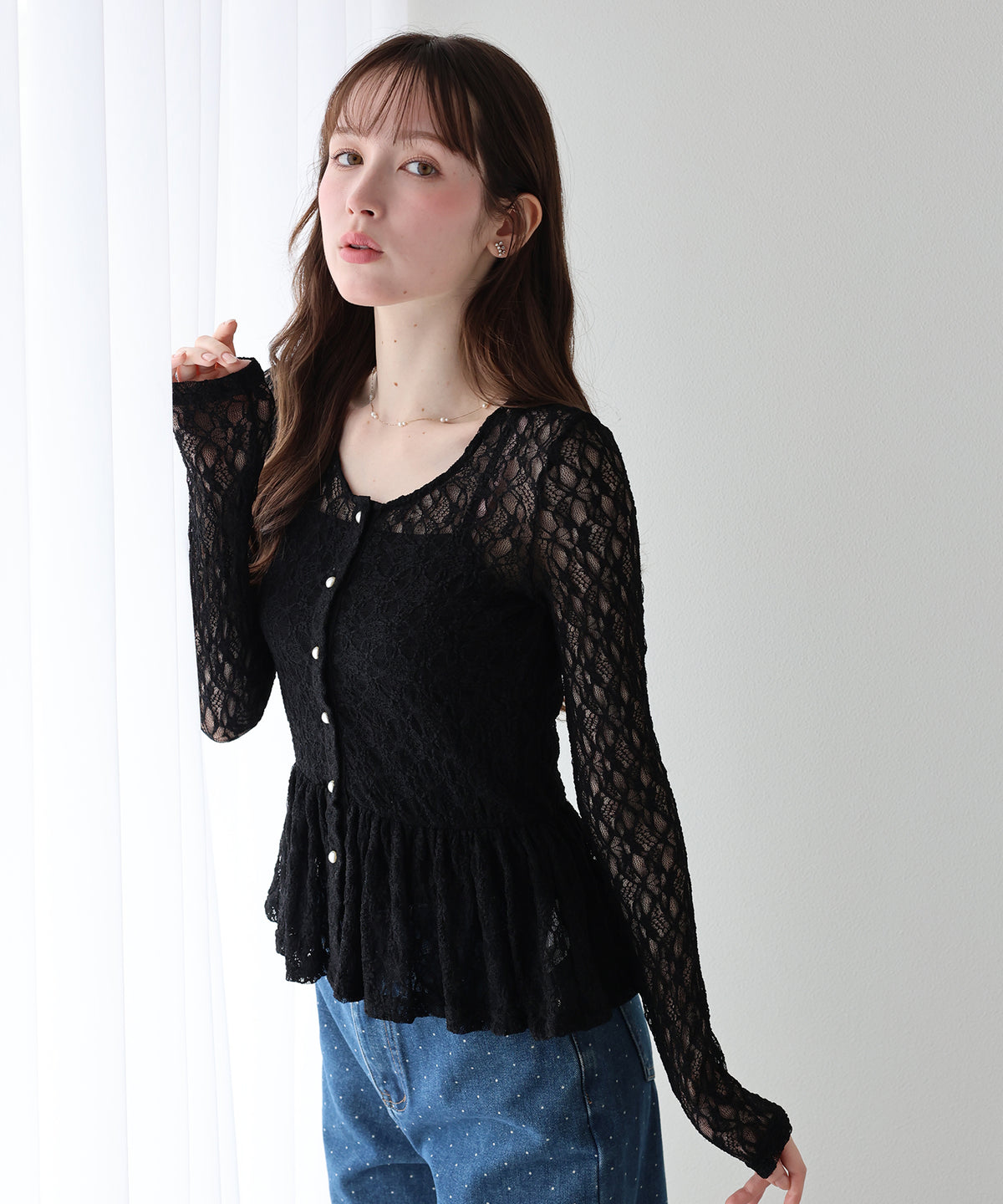 【早割5％OFF】レースペプラムカットソー【メール便】