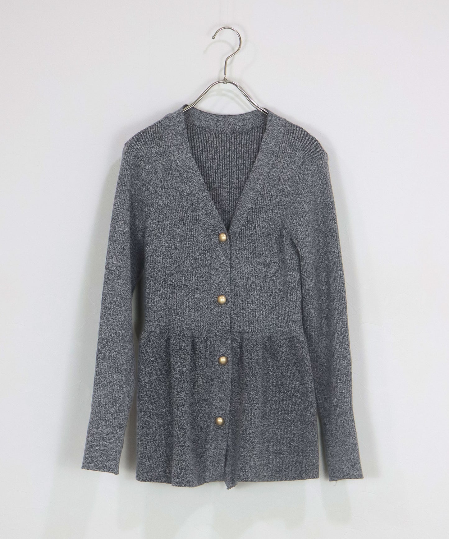 ゴールドボタンペプラムカーディガン[J by blue]