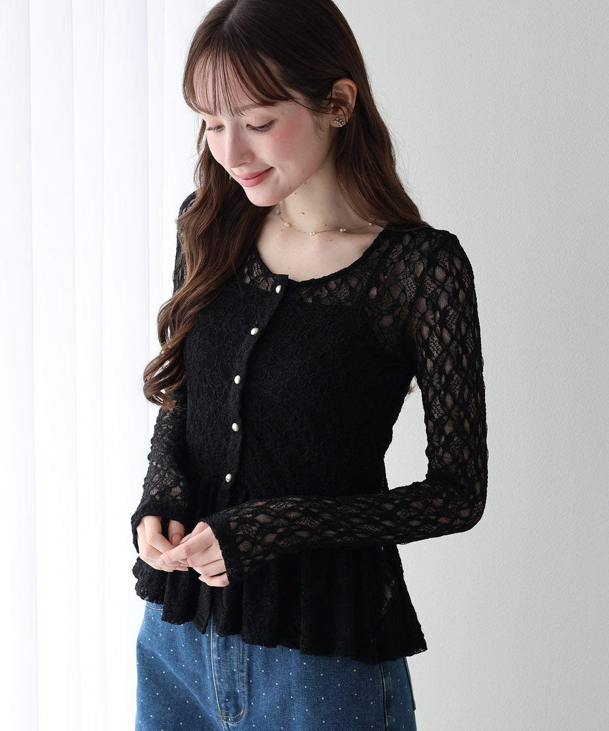 【早割5％OFF】レースペプラムカットソー【メール便】