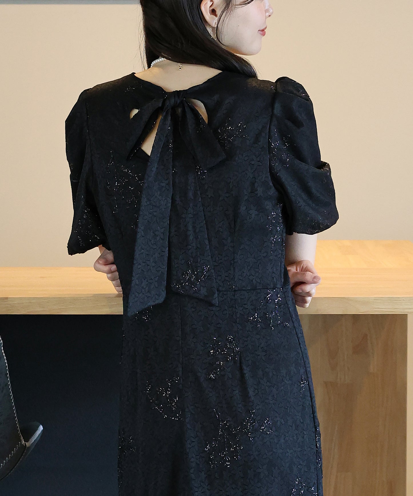 バックリボンマーメイドドレス