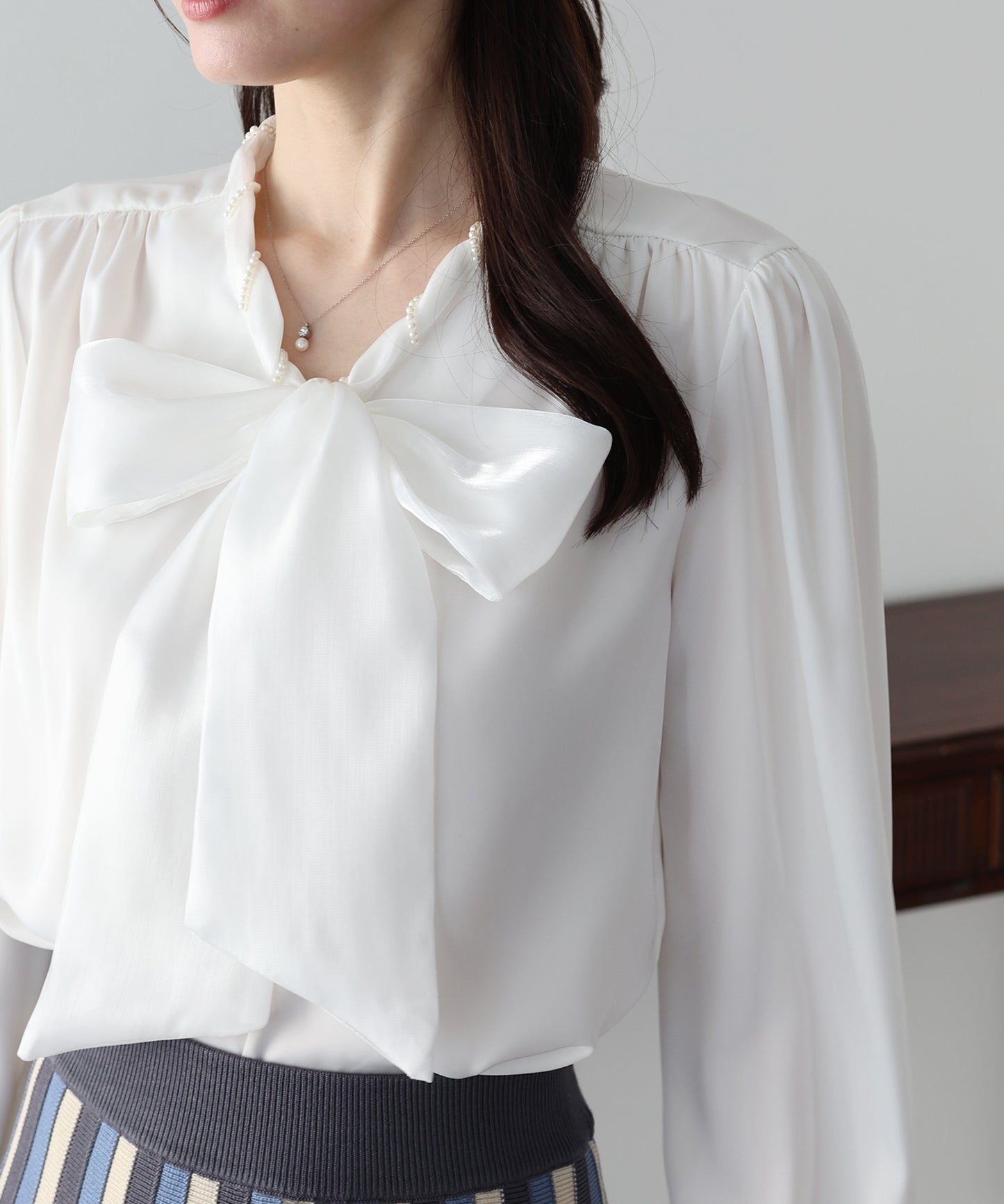 ミニパールボウタイブラウス【ネコポス】