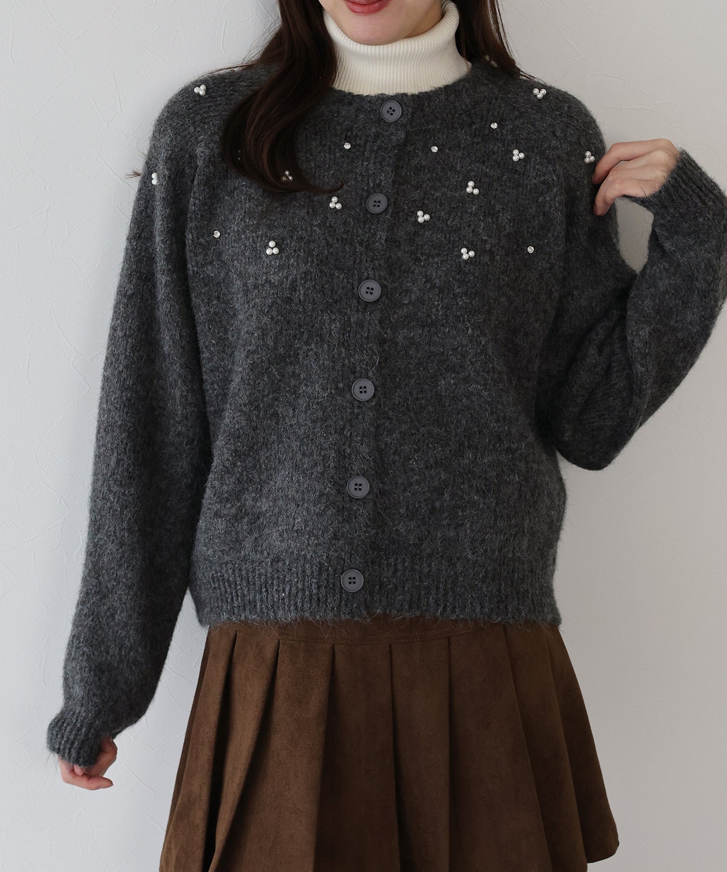 パールビジューニットカーディガン