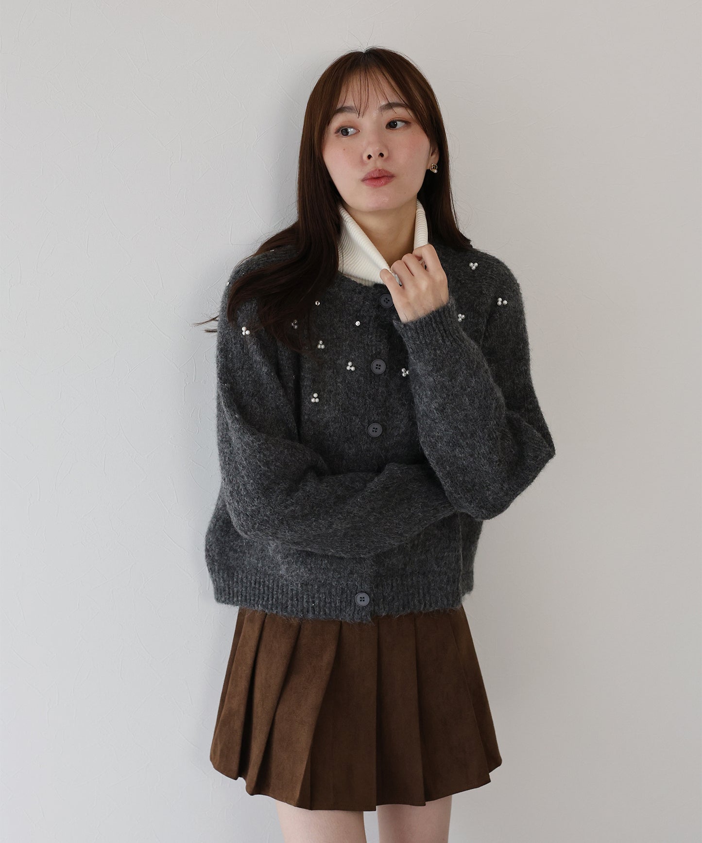 パールビジューニットカーディガン