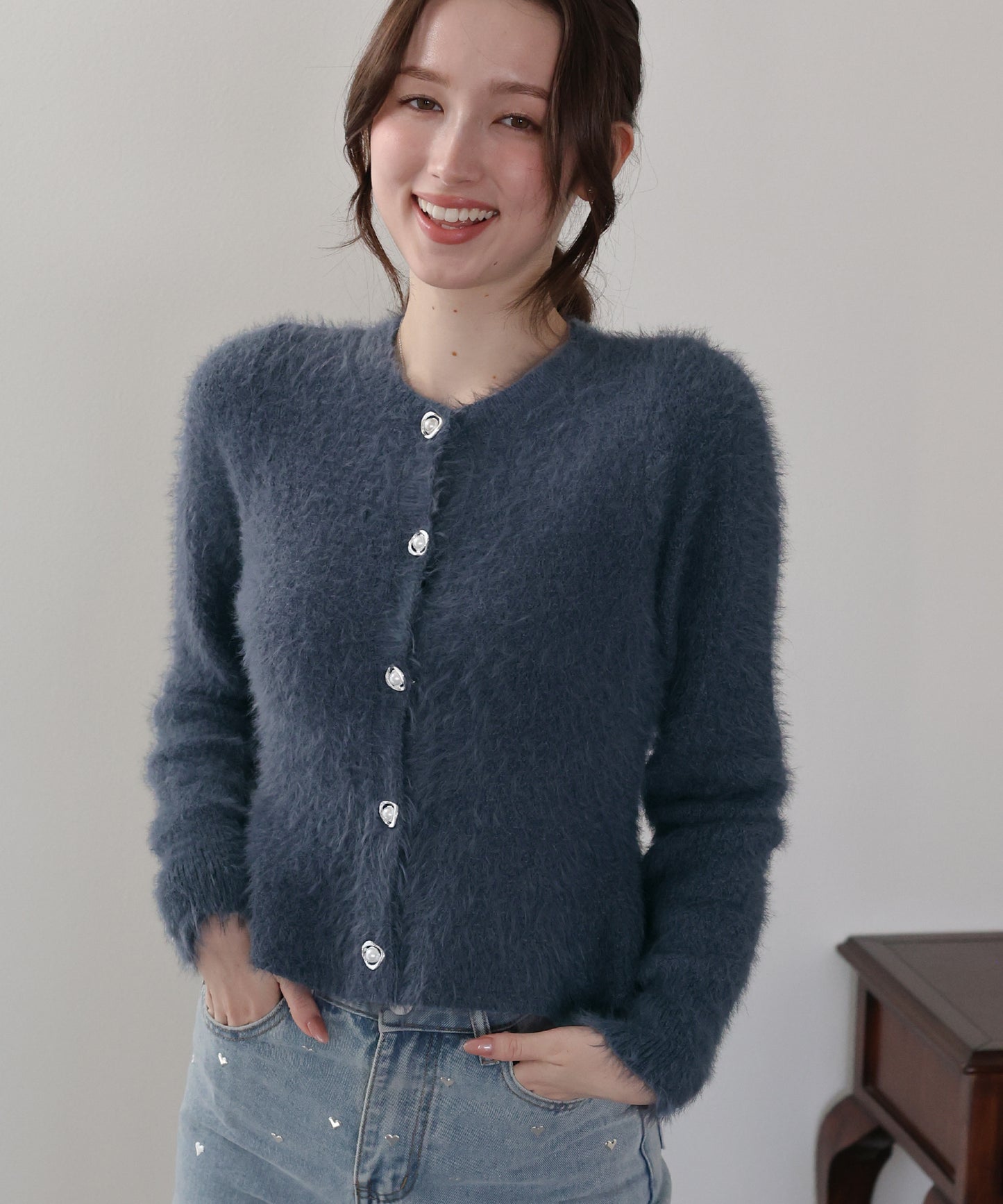 【早割5％OFF】シャギーペプラムカーディガン