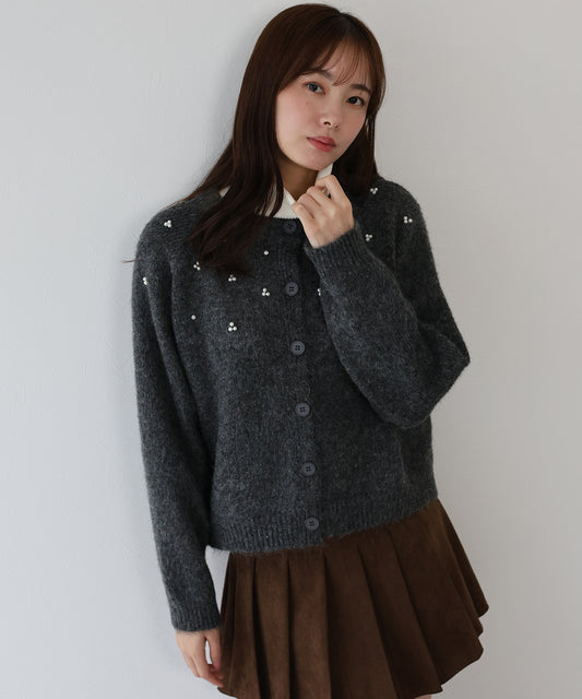 【早割5%OFF】パールビジューニットカーディガン