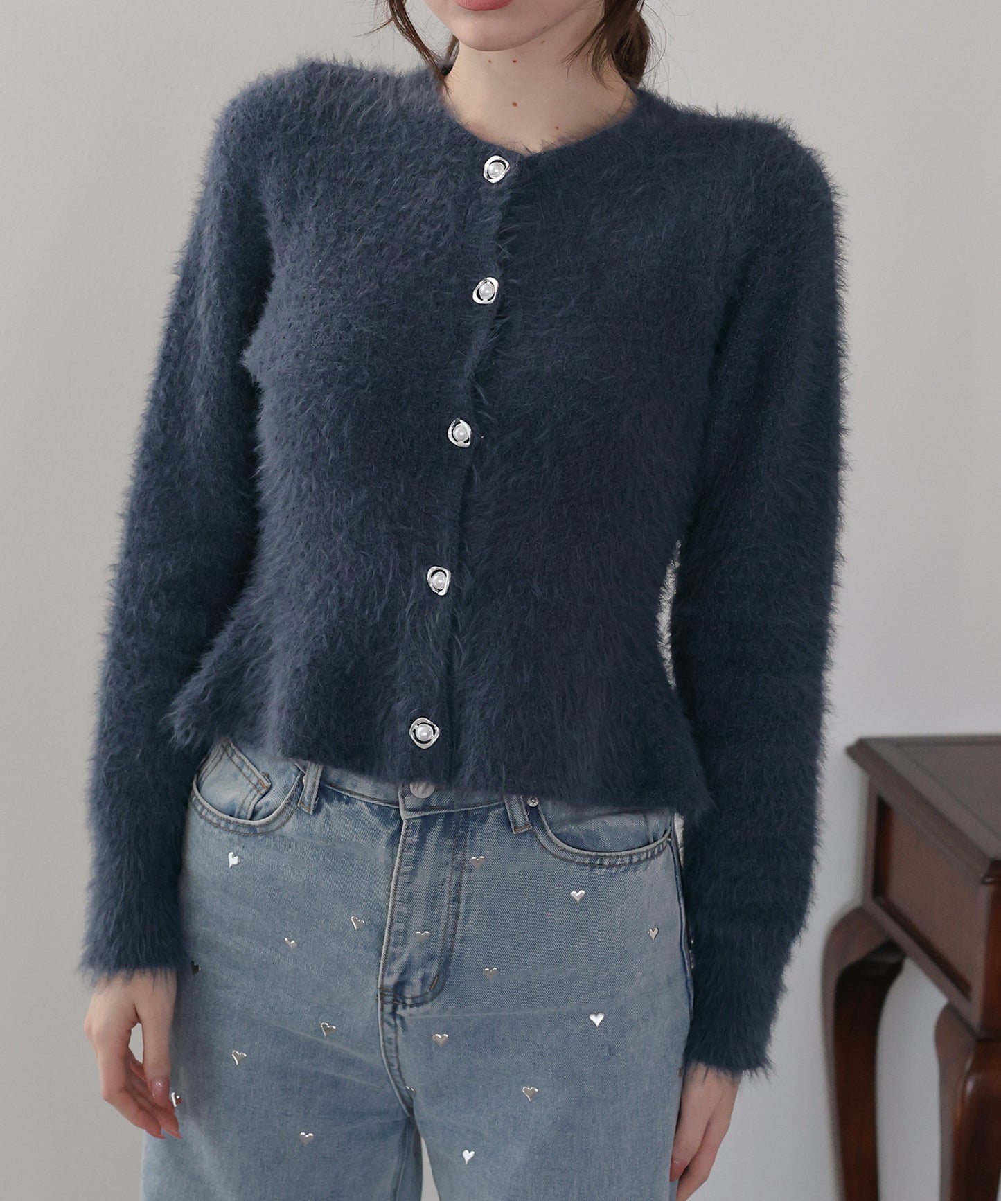 【早割5％OFF】シャギーペプラムカーディガン