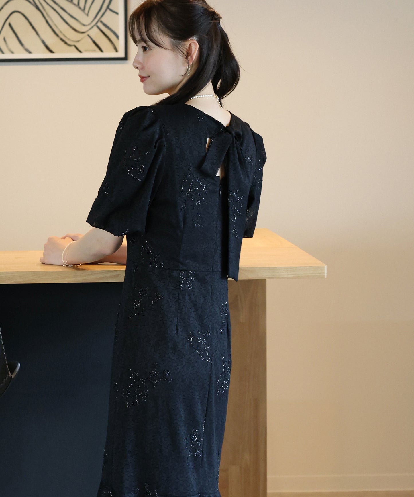 バックリボンマーメイドドレス