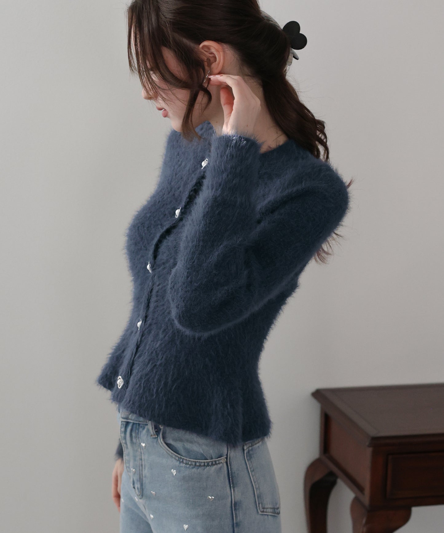 【早割5％OFF】シャギーペプラムカーディガン