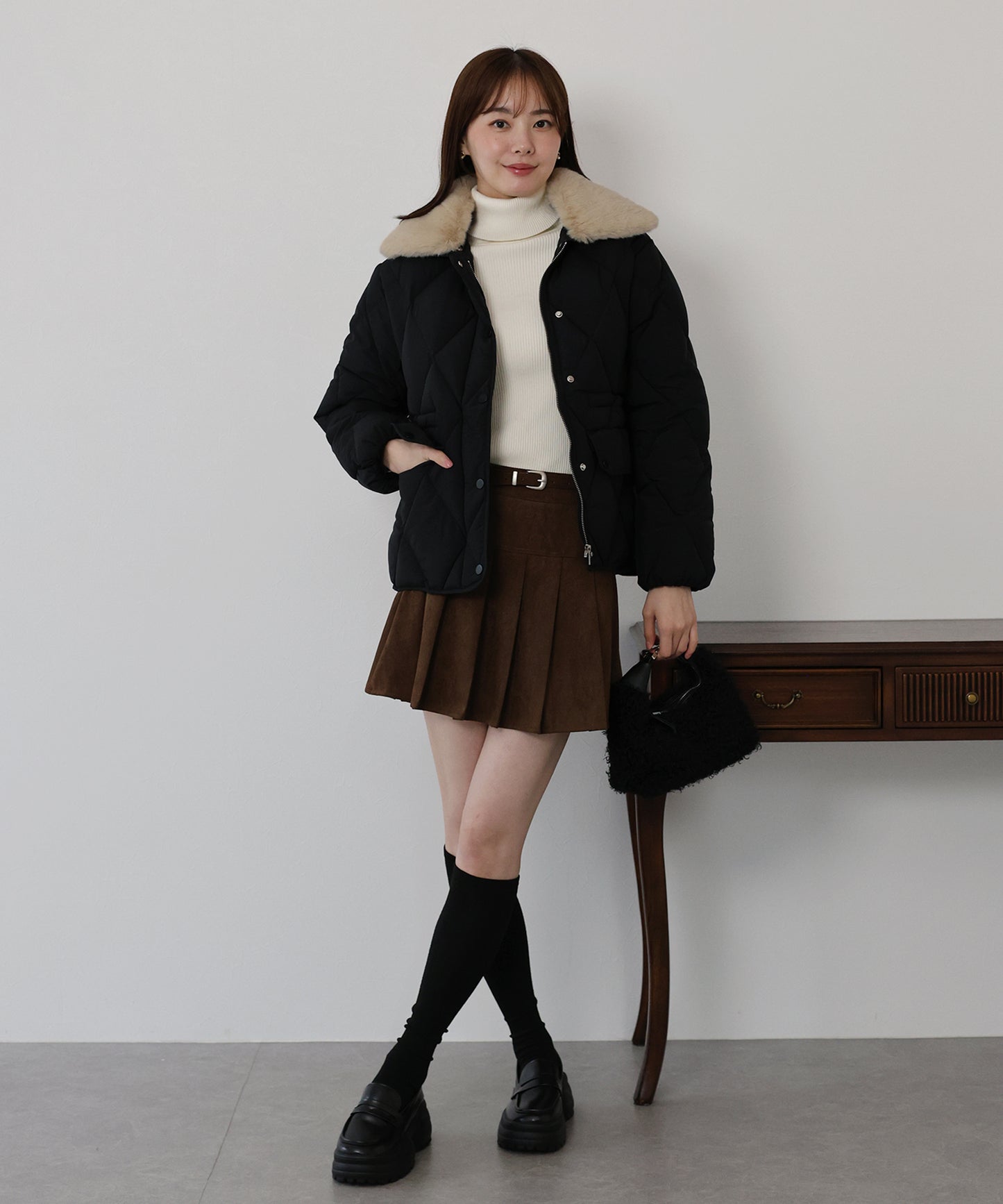 ファー襟キルティングジャケット