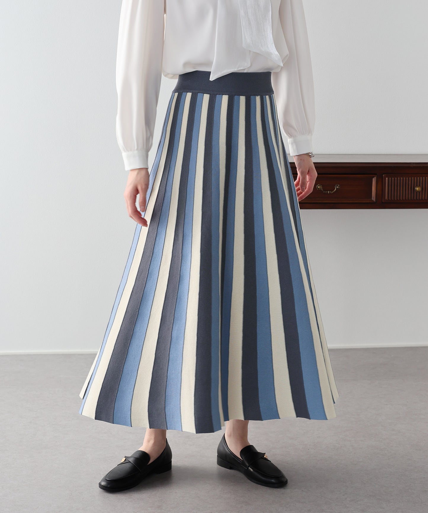 配色ニットスカート