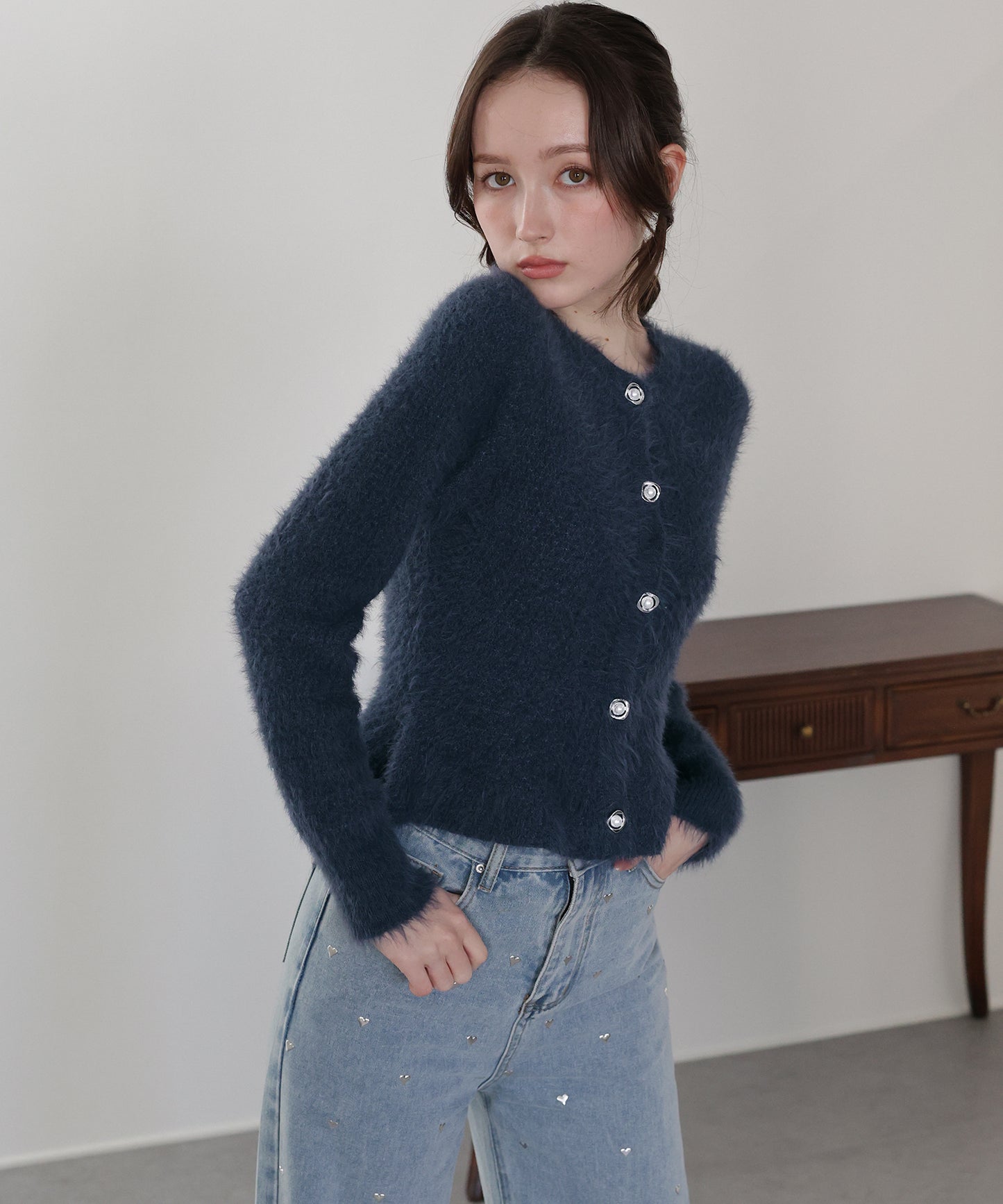 【早割5％OFF】シャギーペプラムカーディガン