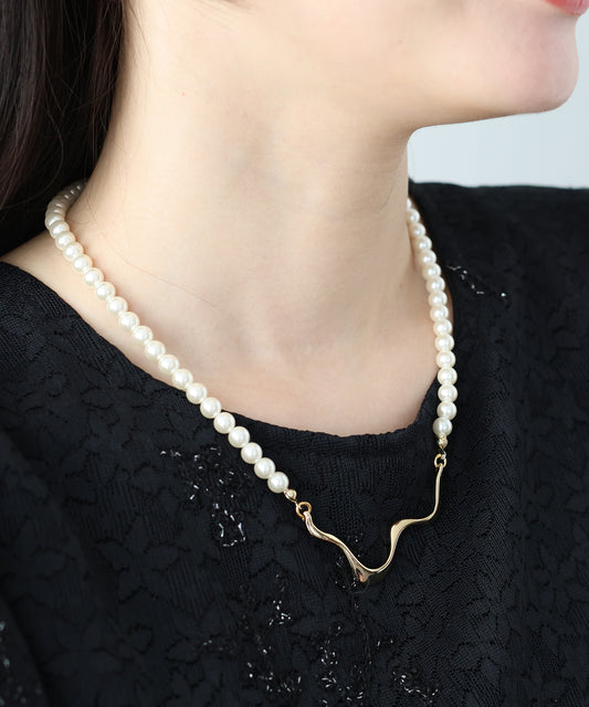 【早割5％OFF】ニュアンスメタル パールネックレス【ネコポス】