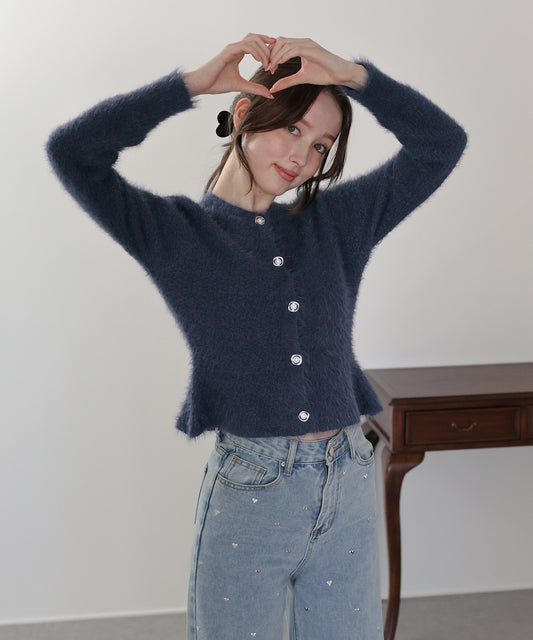 【早割5％OFF】シャギーペプラムカーディガン