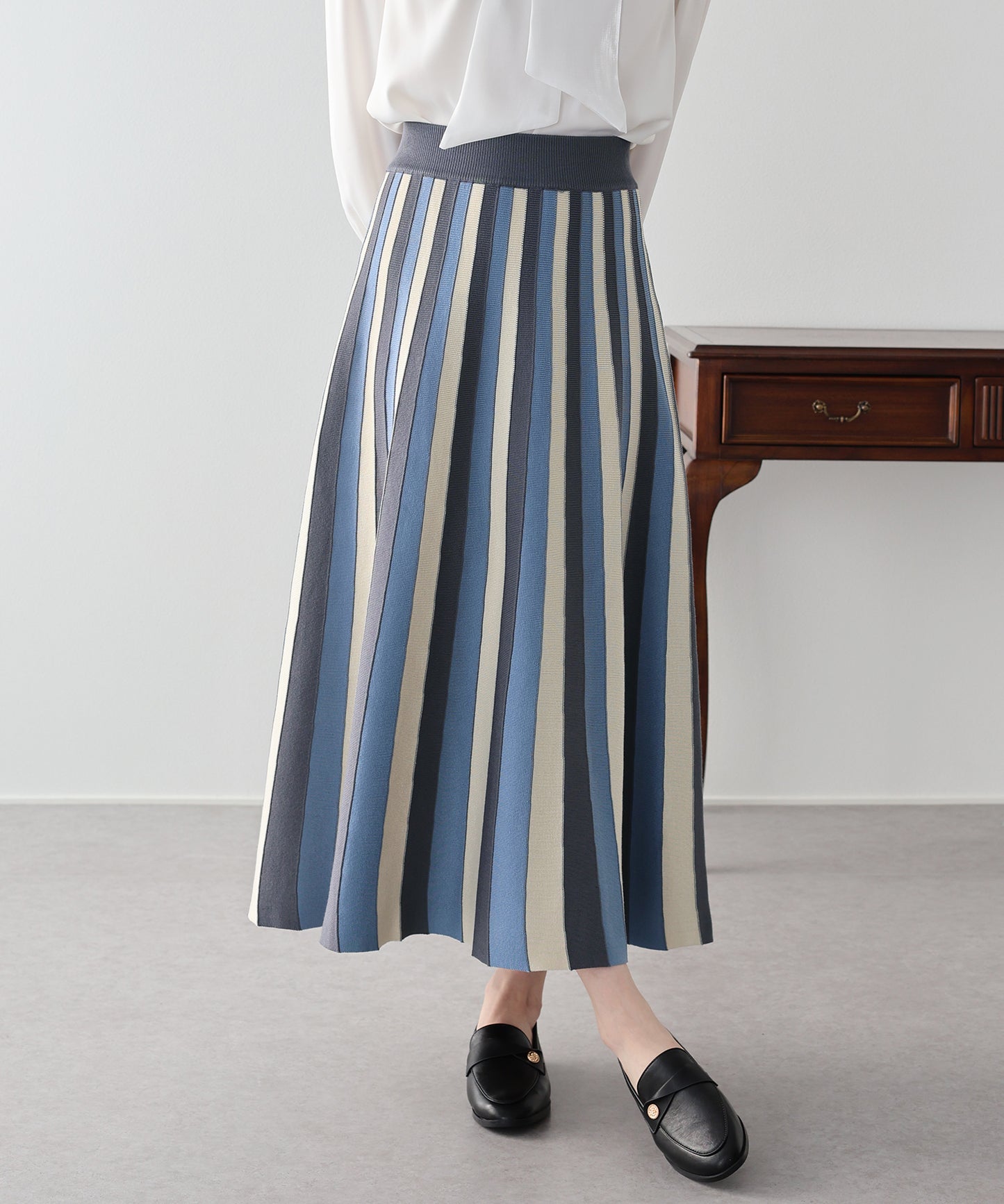 配色ニットスカート