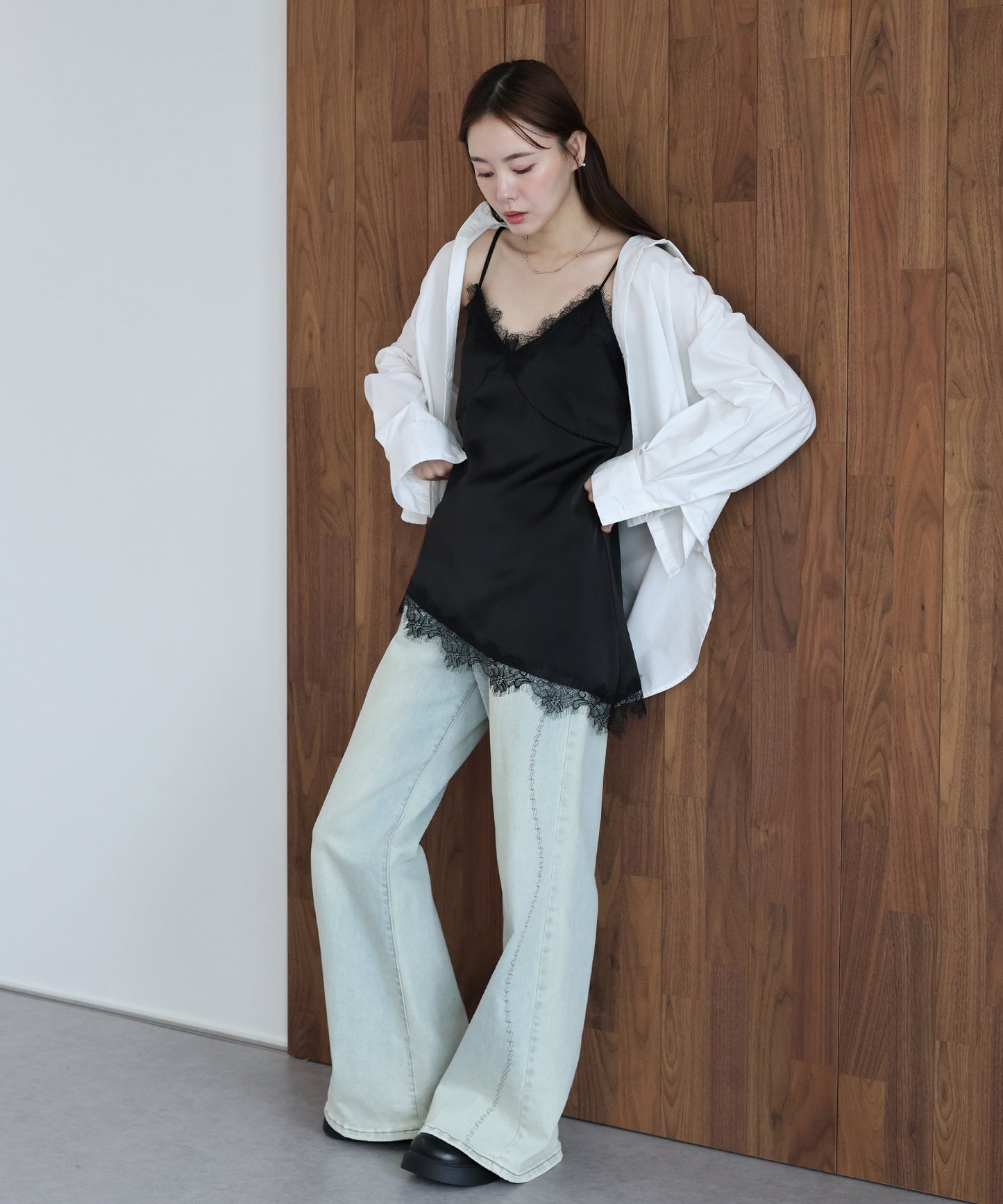 【早割5％OFF】レースサテンキャミソール