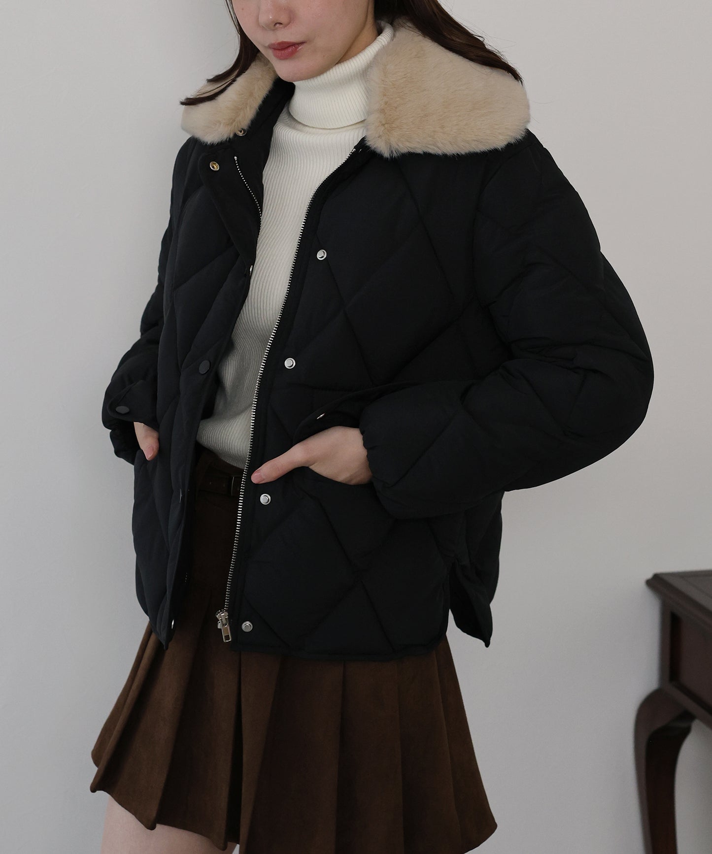 ファー襟キルティングジャケット