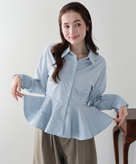 ペプラムシルエットシャツ【ネコポス】