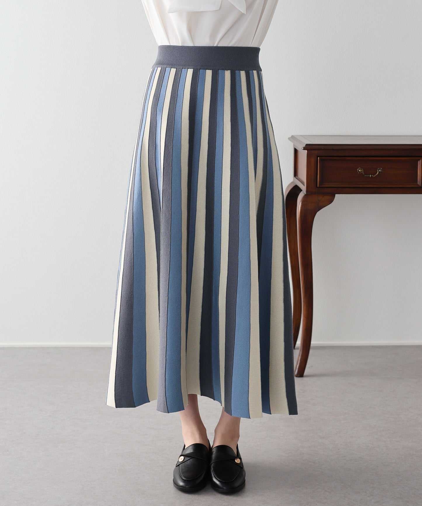 配色ニットスカート