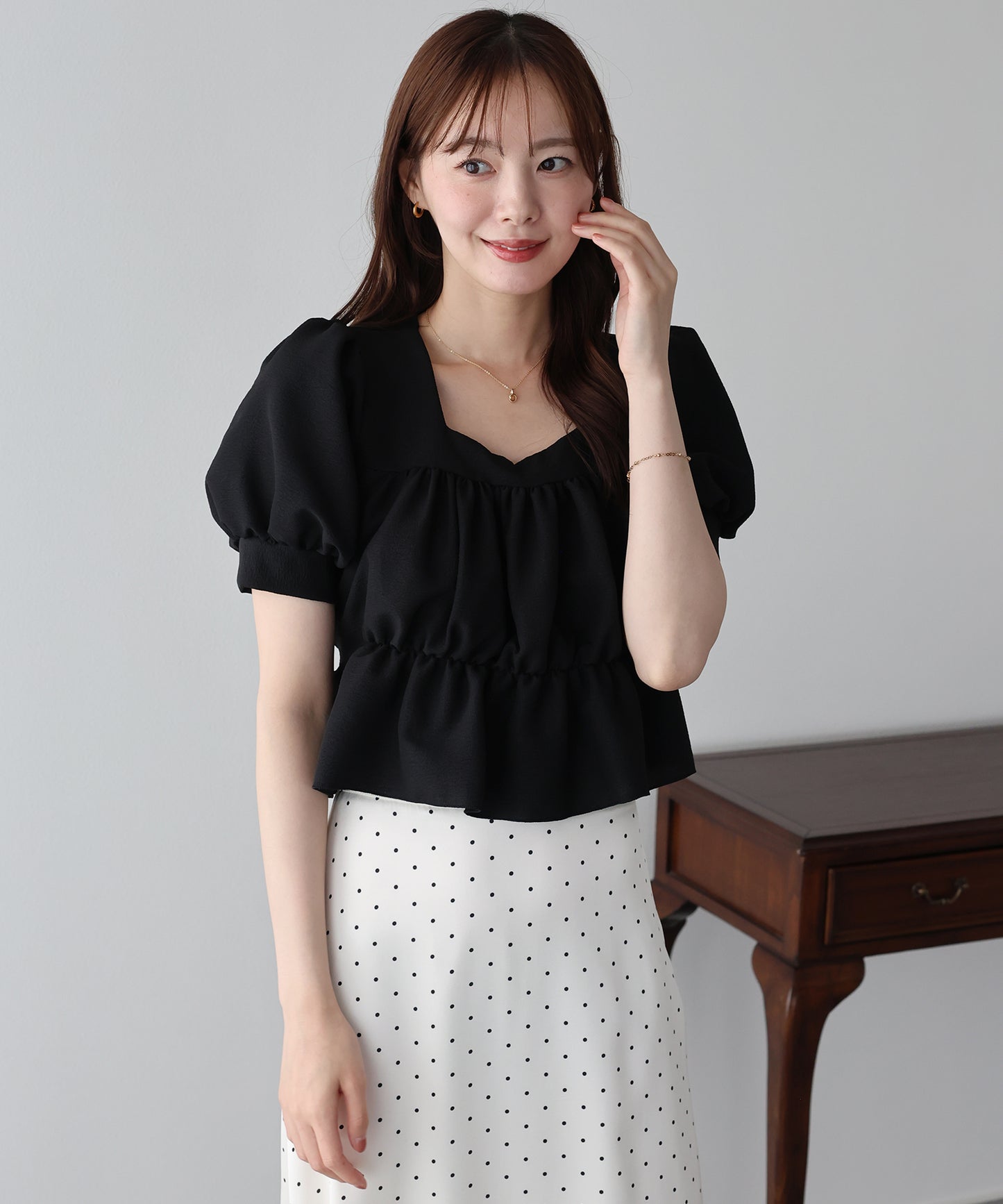 バックリボンギャザーブラウス【メール便】