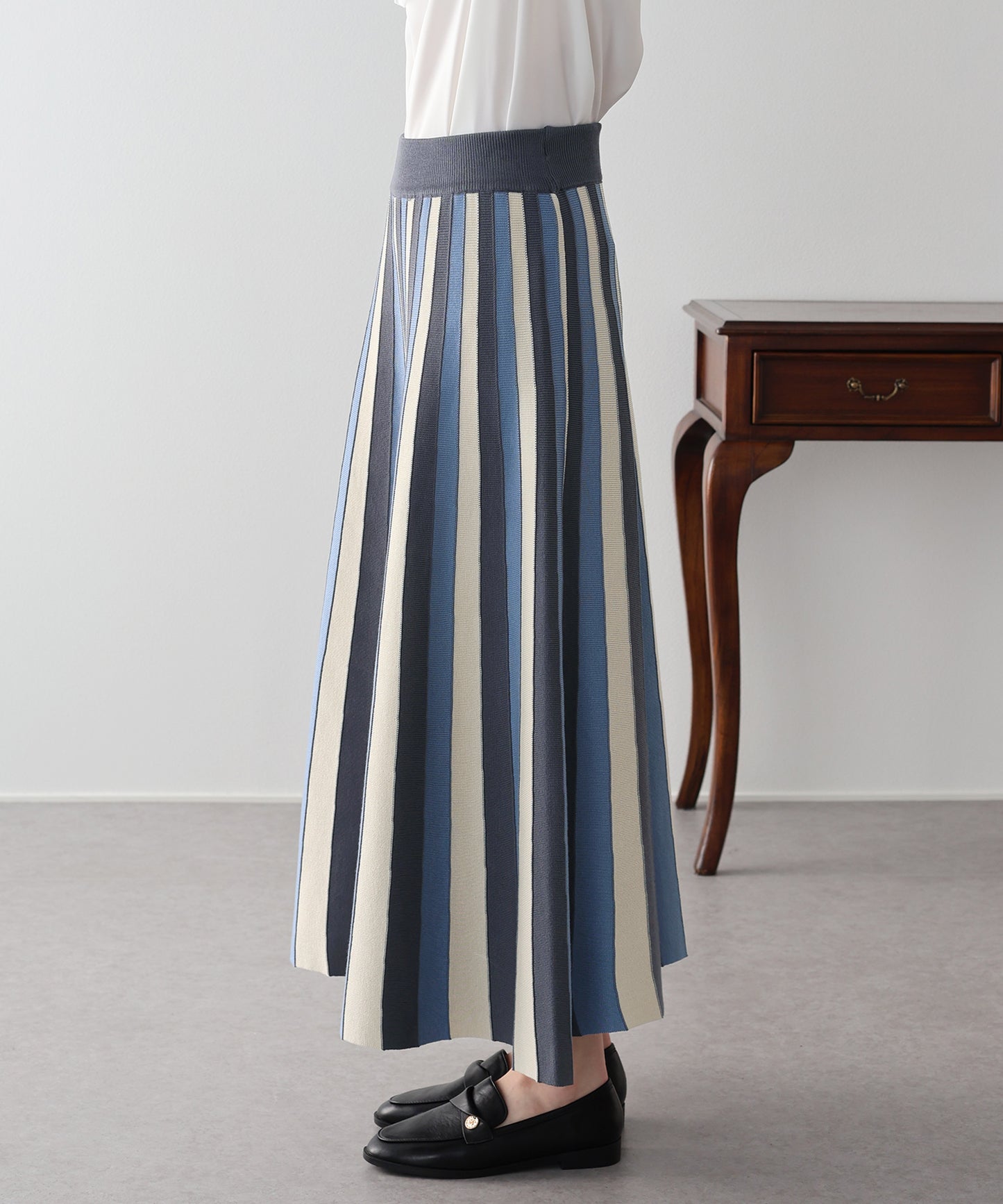 配色ニットスカート