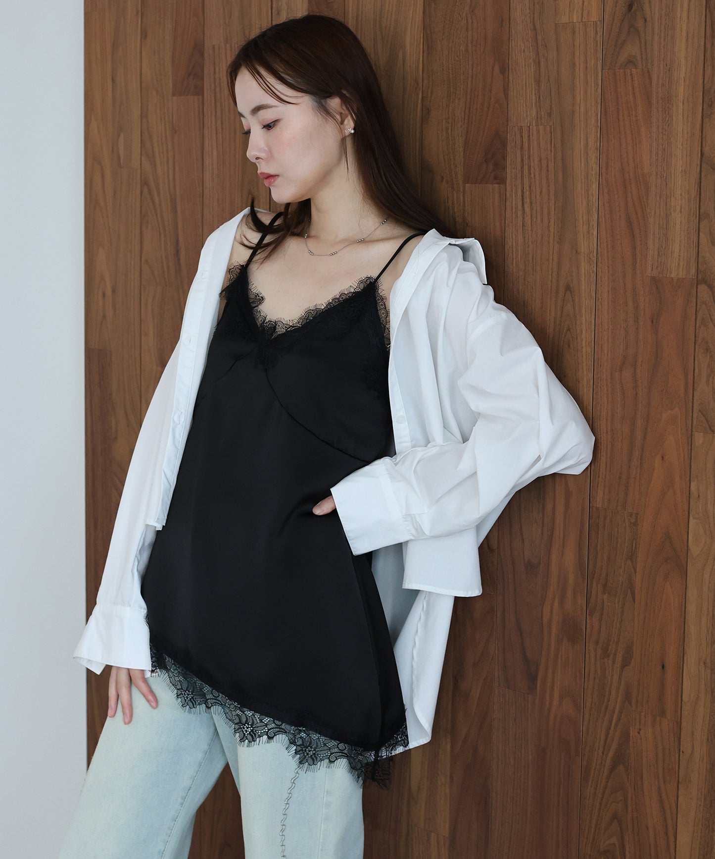 【早割5％OFF】レースサテンキャミソール