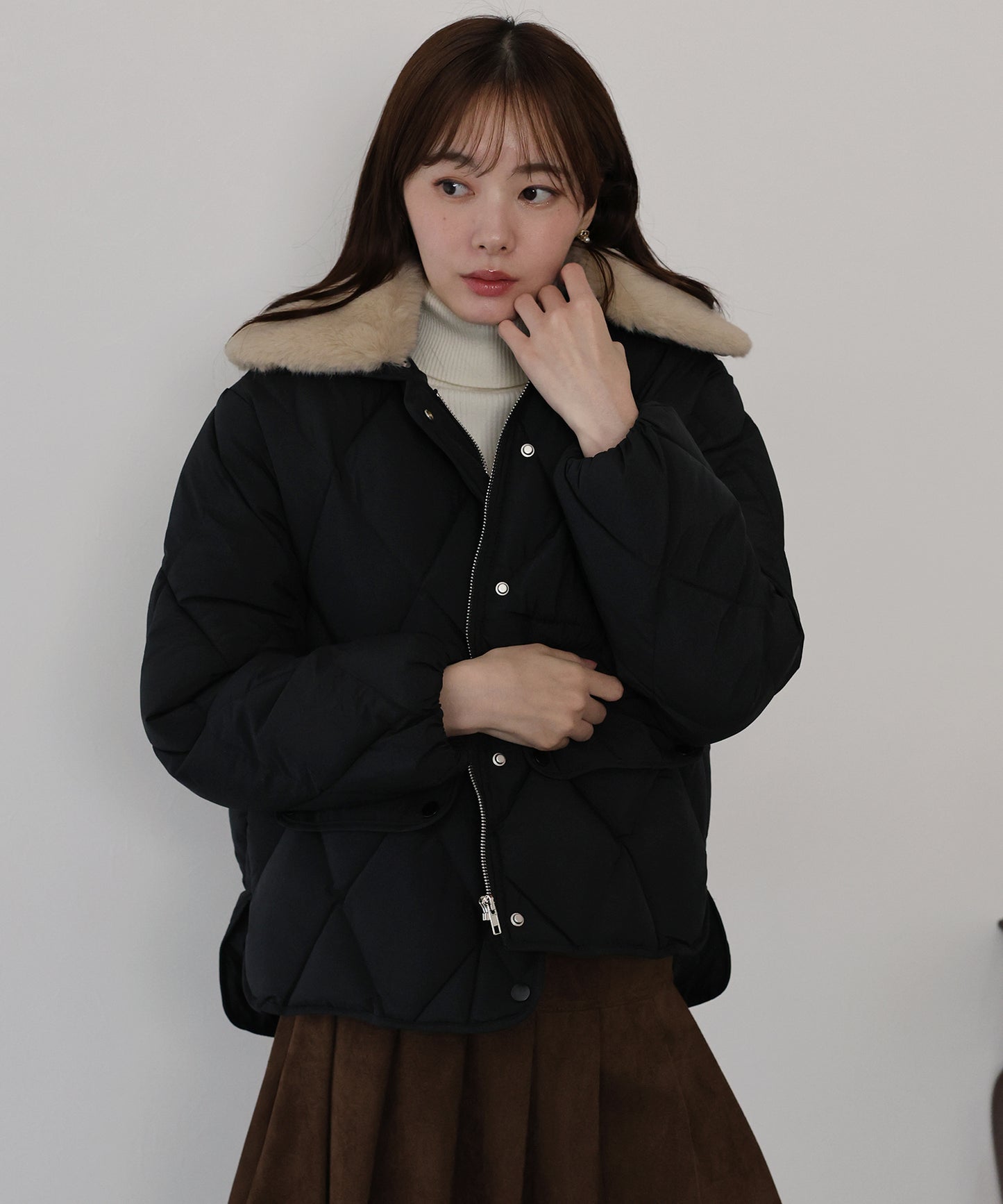 ファー襟キルティングジャケット