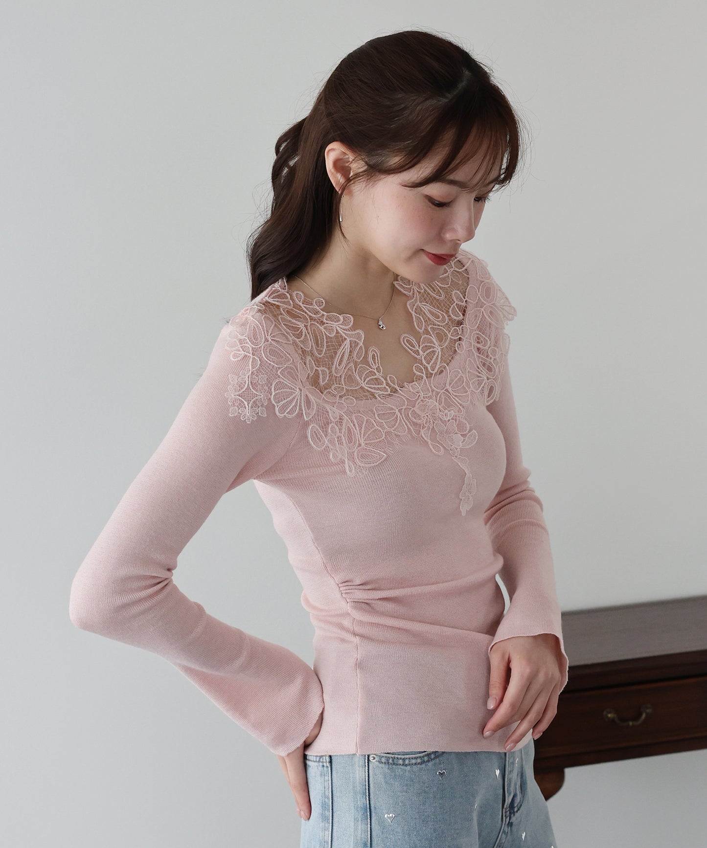 【早割5％OFF】フラワーレースニット【ネコポス】