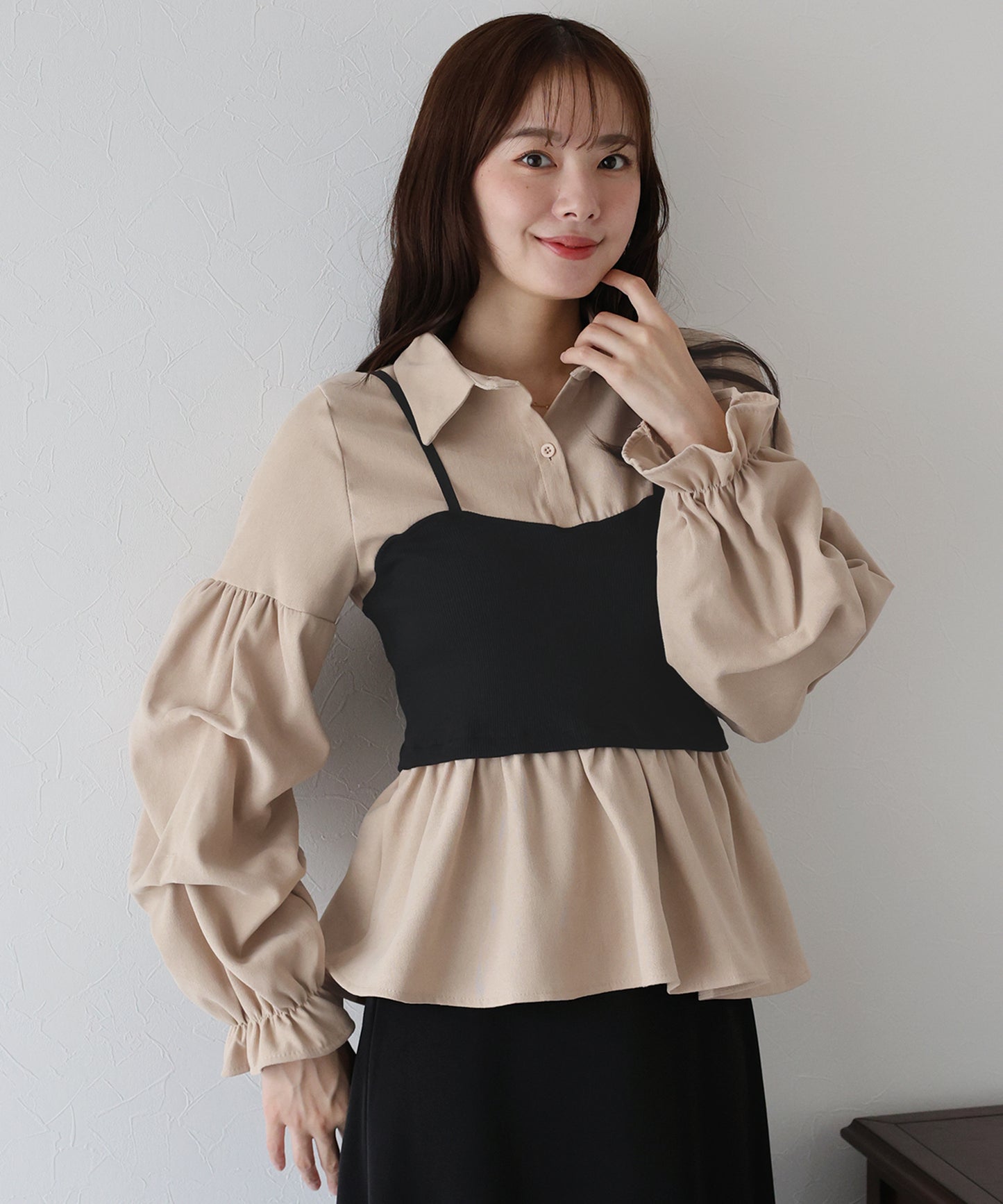 【TIME SALE】ビスチェレイヤードコーデュロイシャツ