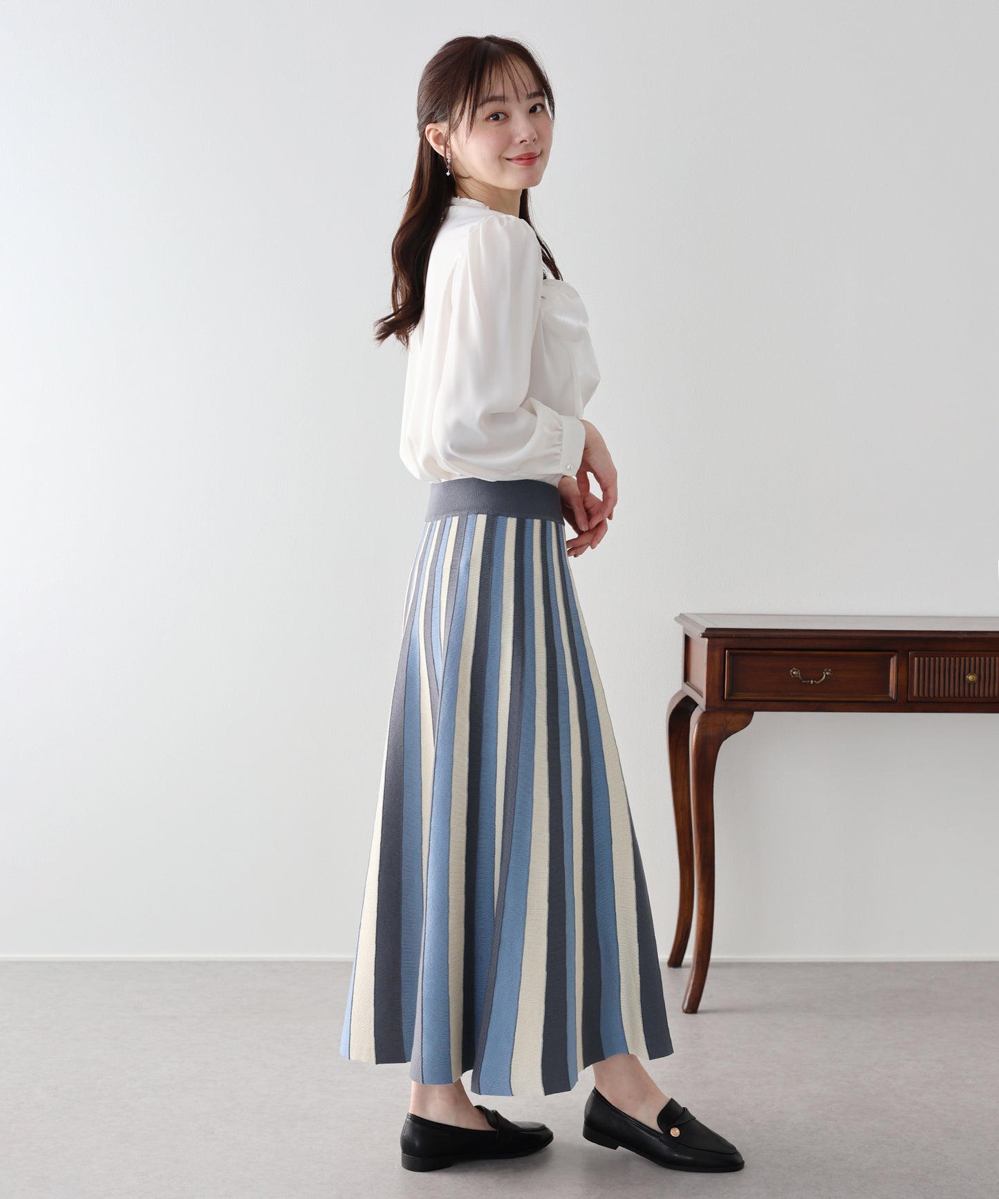 配色ニットスカート