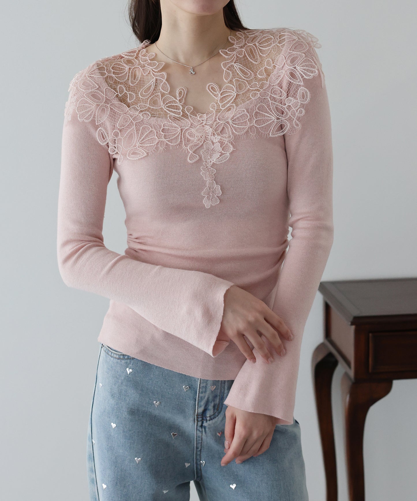 【早割5％OFF】フラワーレースニット【ネコポス】