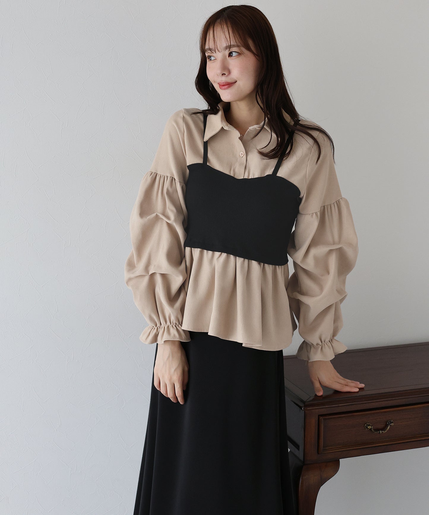 【TIME SALE】ビスチェレイヤードコーデュロイシャツ