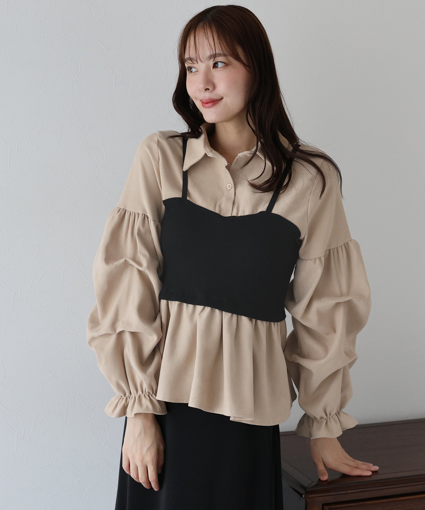 【早割5％OFF】ビスチェレイヤードコーデュロイシャツ