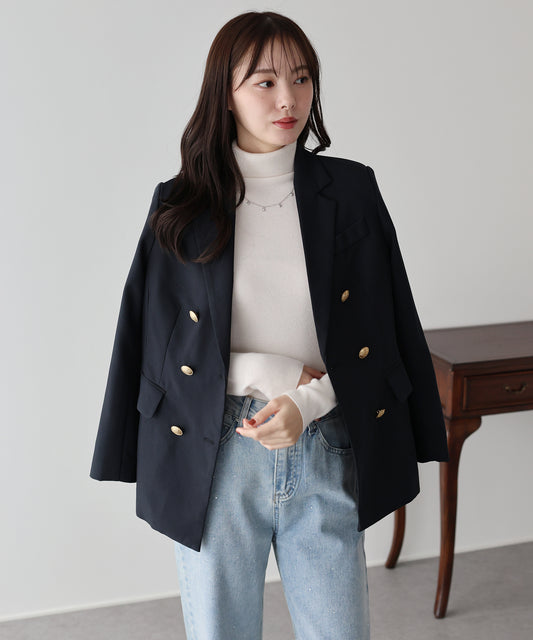 골드 버튼 더블 재킷