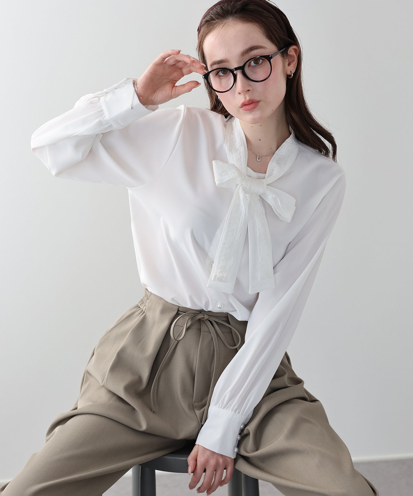 レースボウタイブラウス【ネコポス】