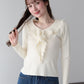 【早割5％OFF】ラッフルフリルが華やかなVネックニットトップス