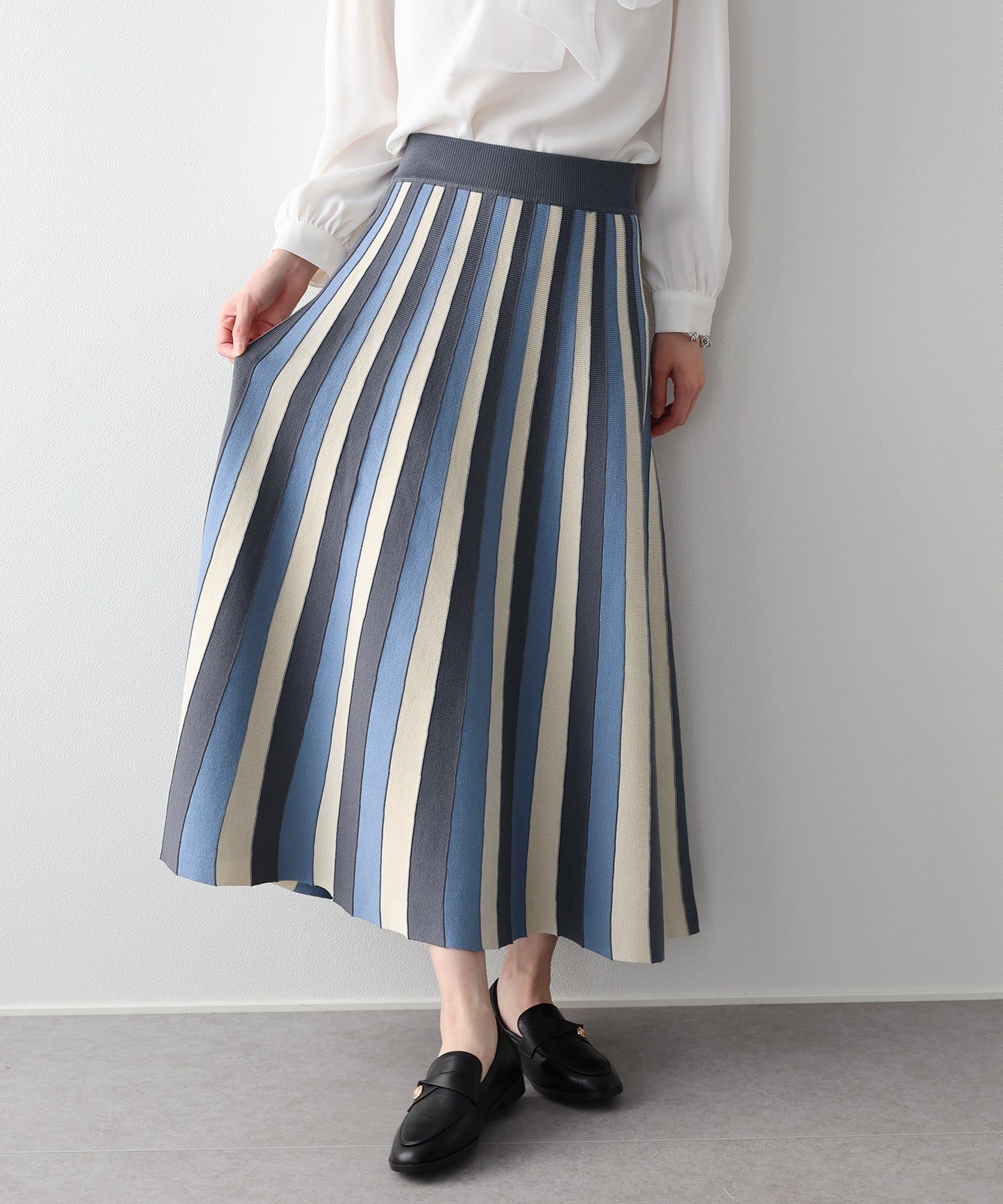 配色ニットスカート