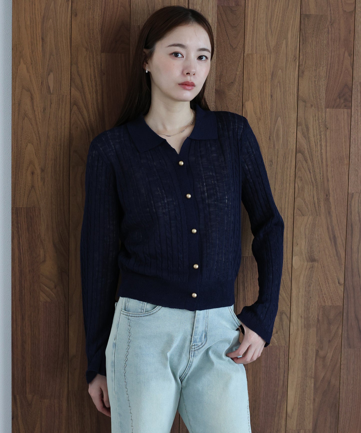 【早割5％OFF】シアーケーブルニットカーディガン