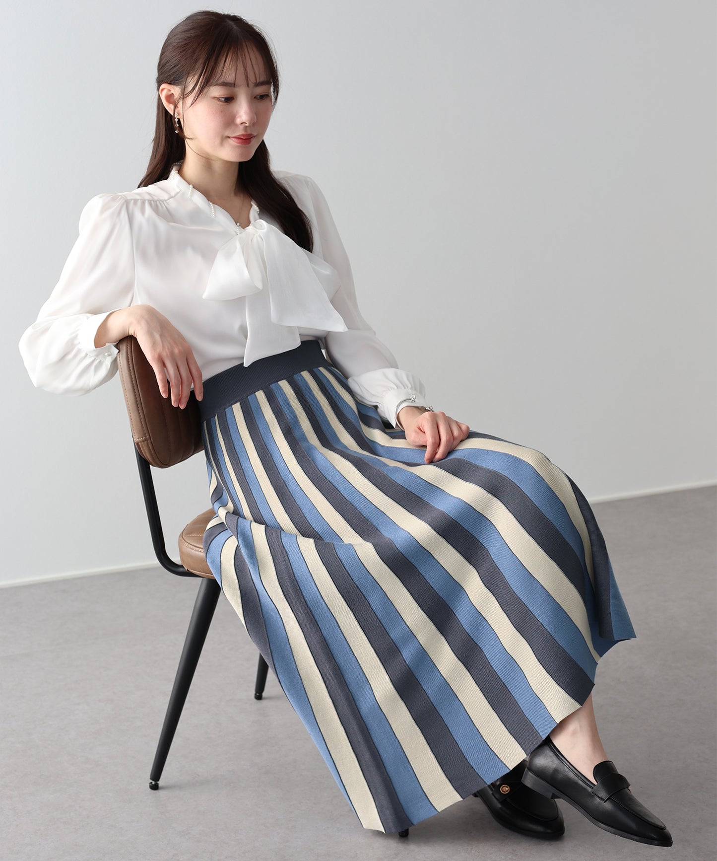 配色ニットスカート