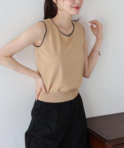 【SALE】配色ノースリーブニット【ネコポス】
