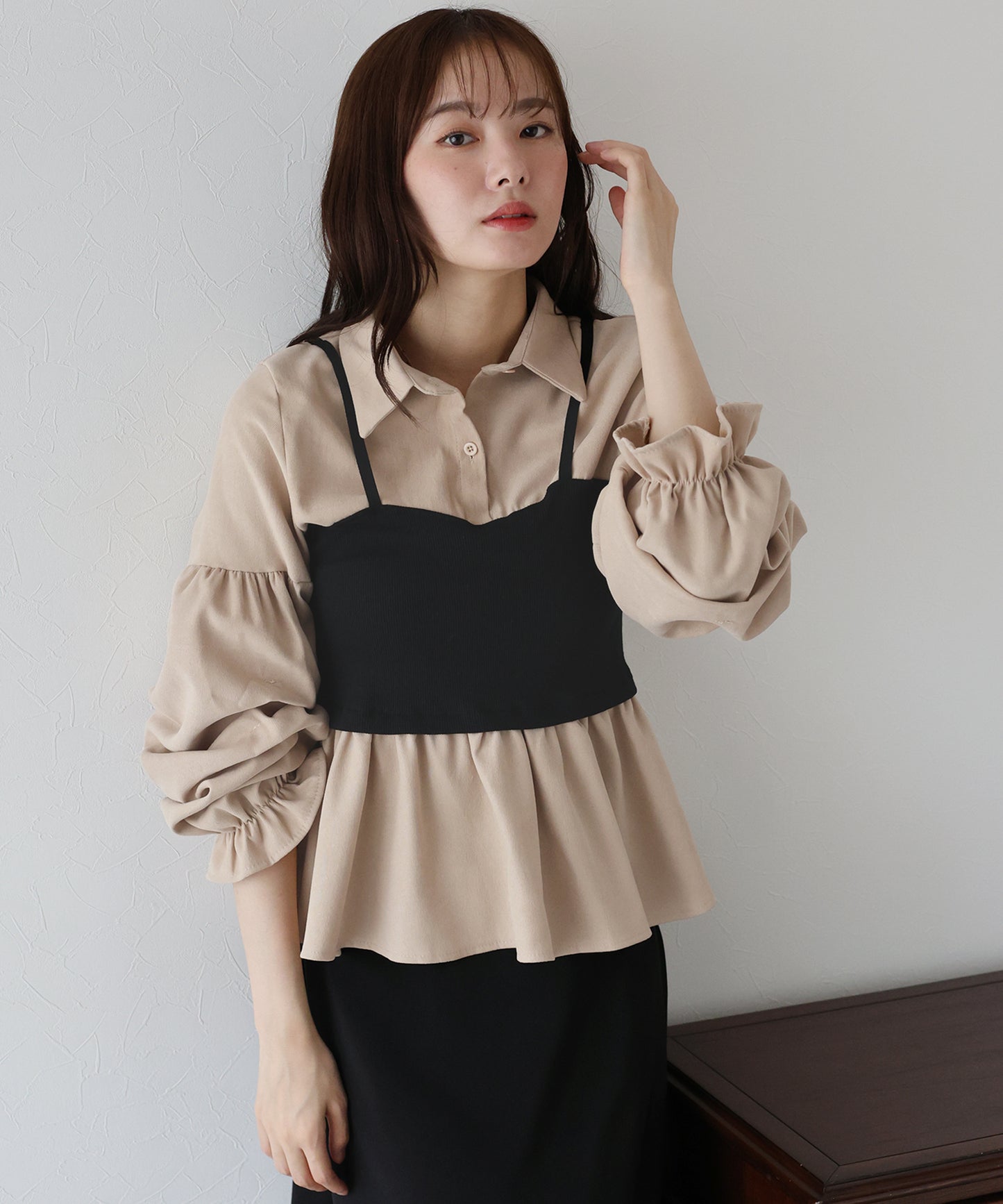 【TIME SALE】ビスチェレイヤードコーデュロイシャツ