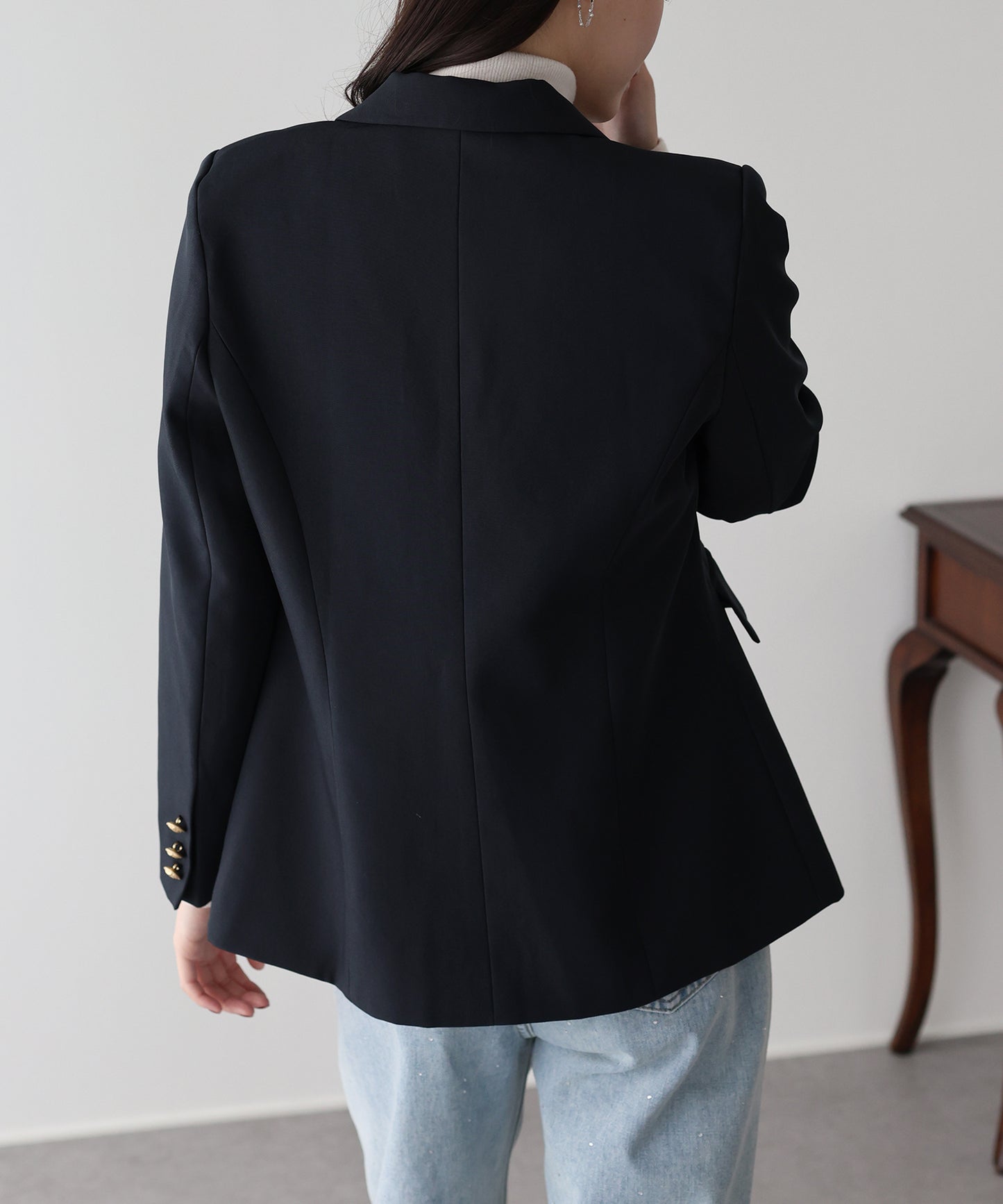 【ウォッシャブル】金ボタンダブルジャケット