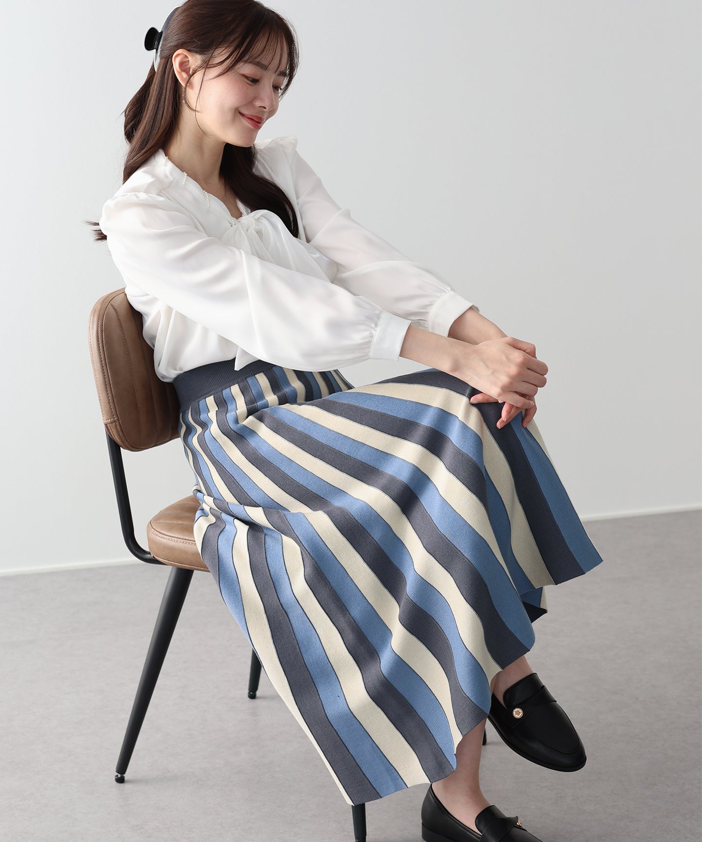 配色ニットスカート