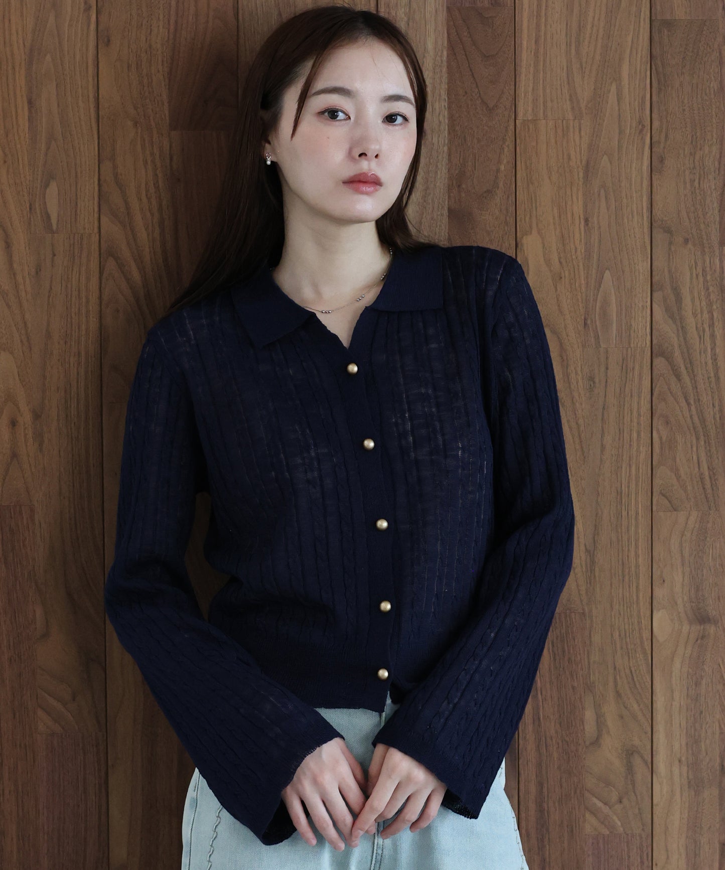 【早割5％OFF】シアーケーブルニットカーディガン