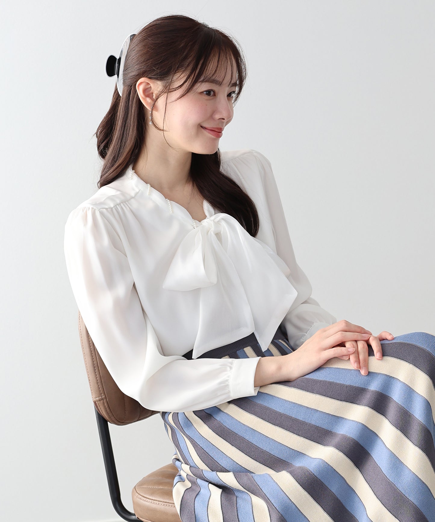 ミニパールボウタイブラウス【ネコポス】