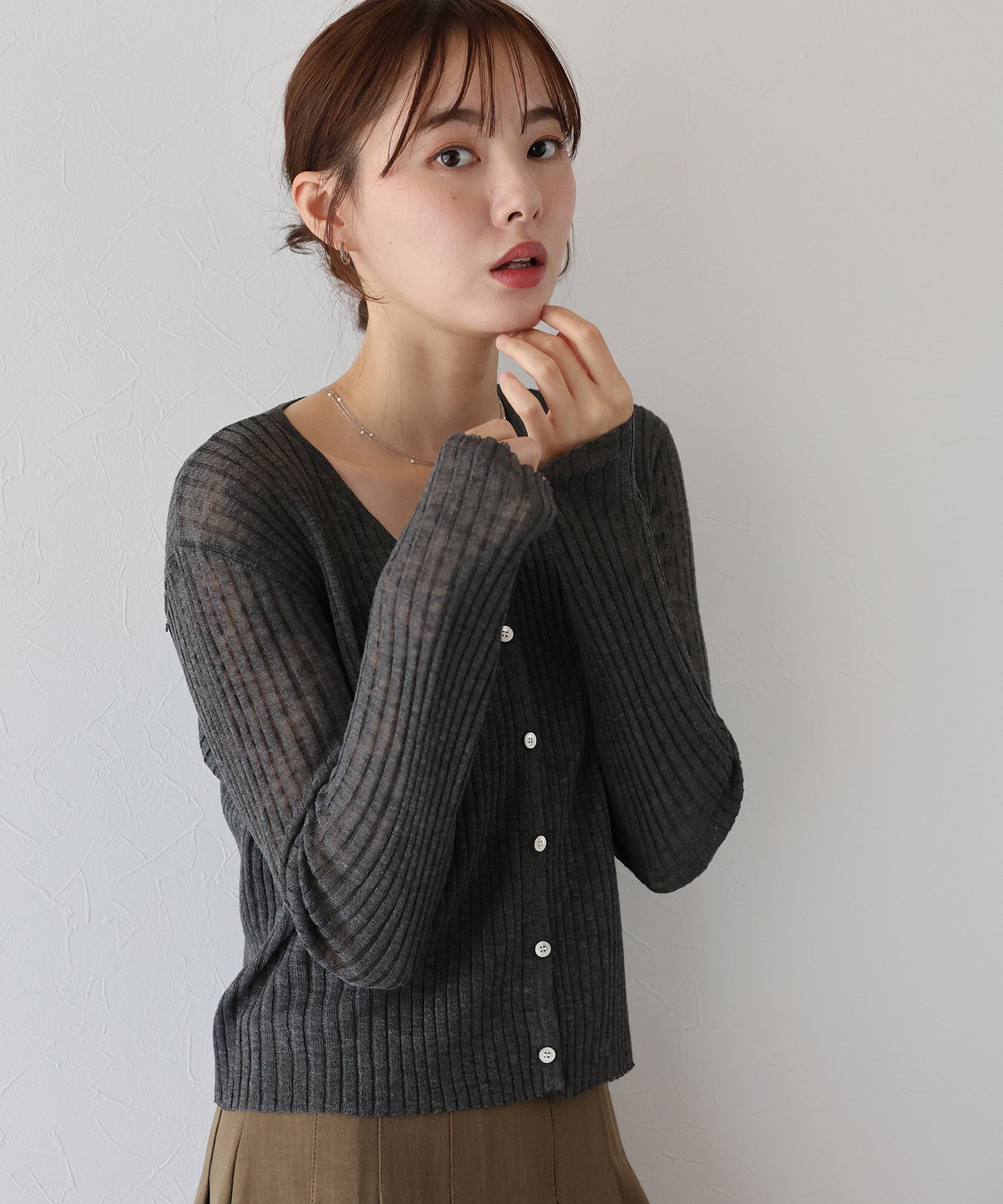 【TIME SALE】シアーリブカーディガン