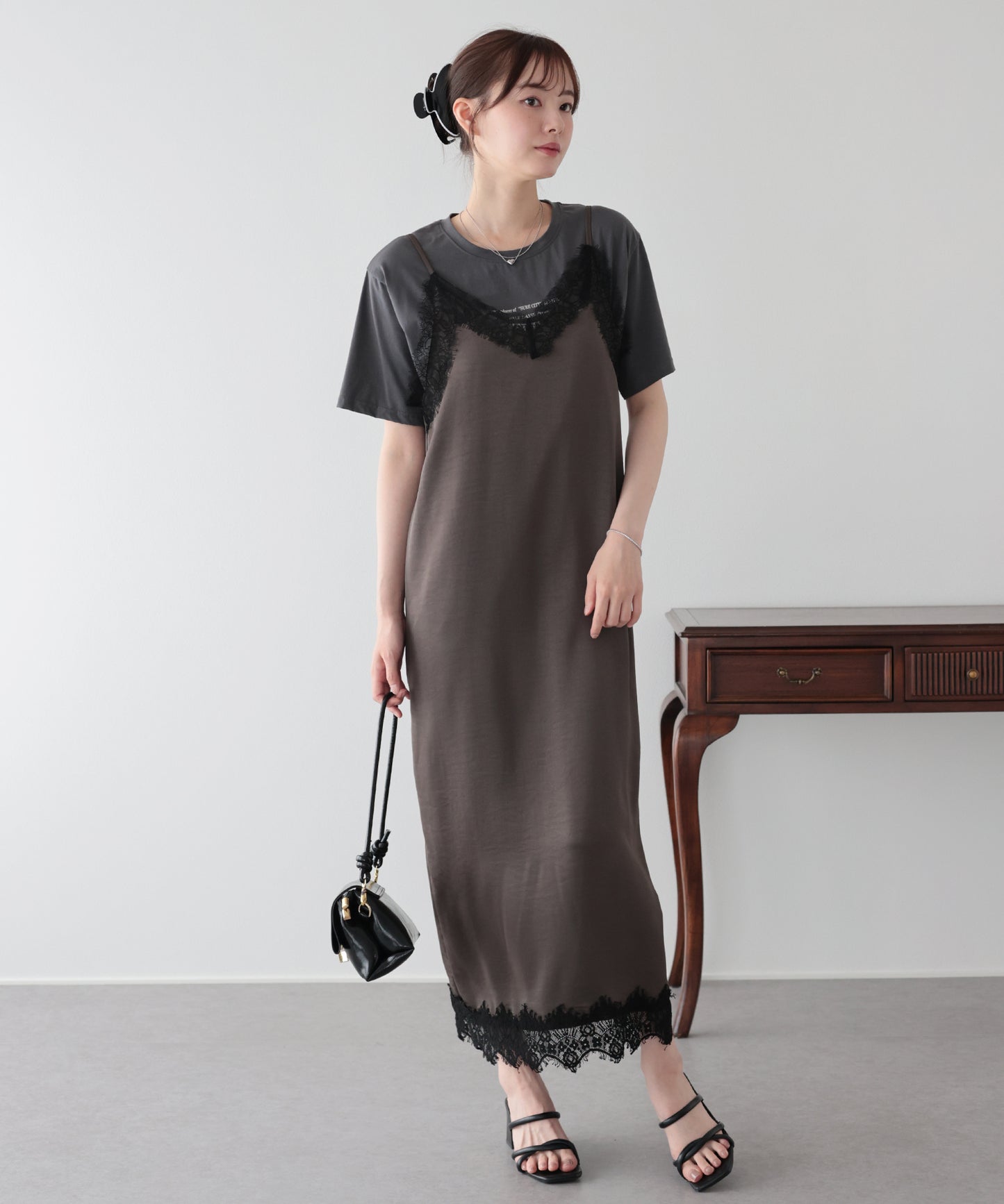 【早割5％OFF】レーストリムキャミワンピース