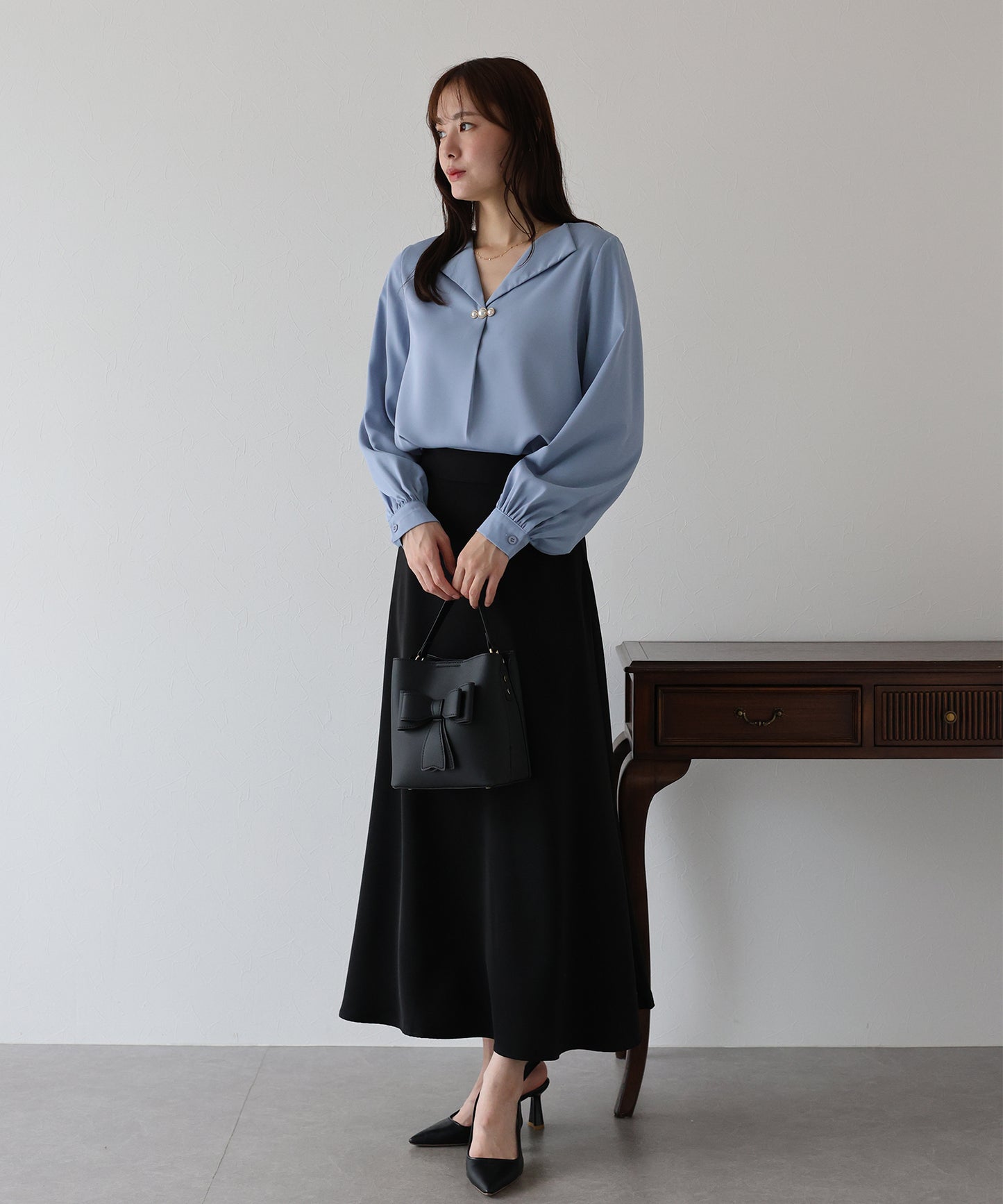 【早割5％OFF】パールモチーフブラウス【ネコポス】